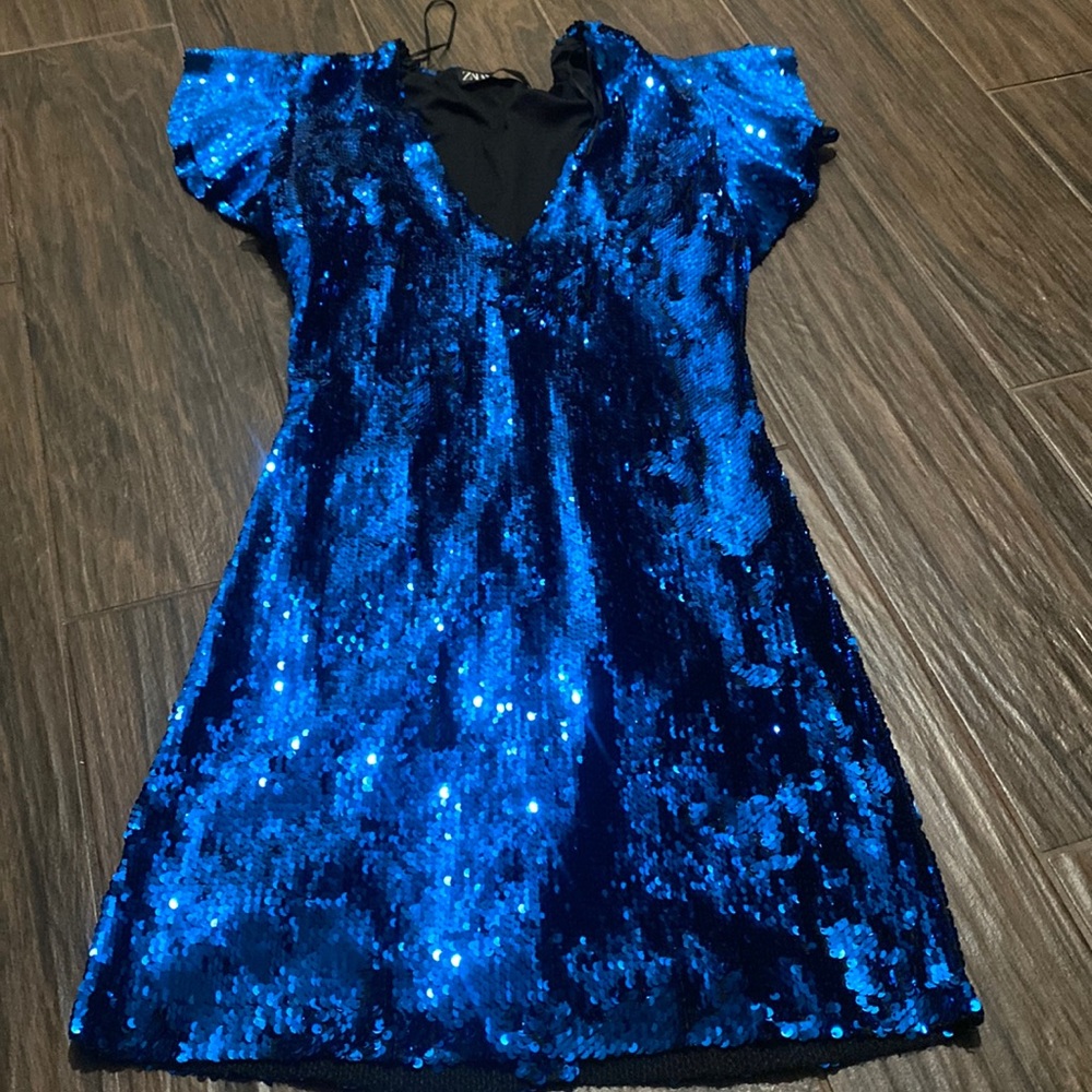 Zara sequined blue dress